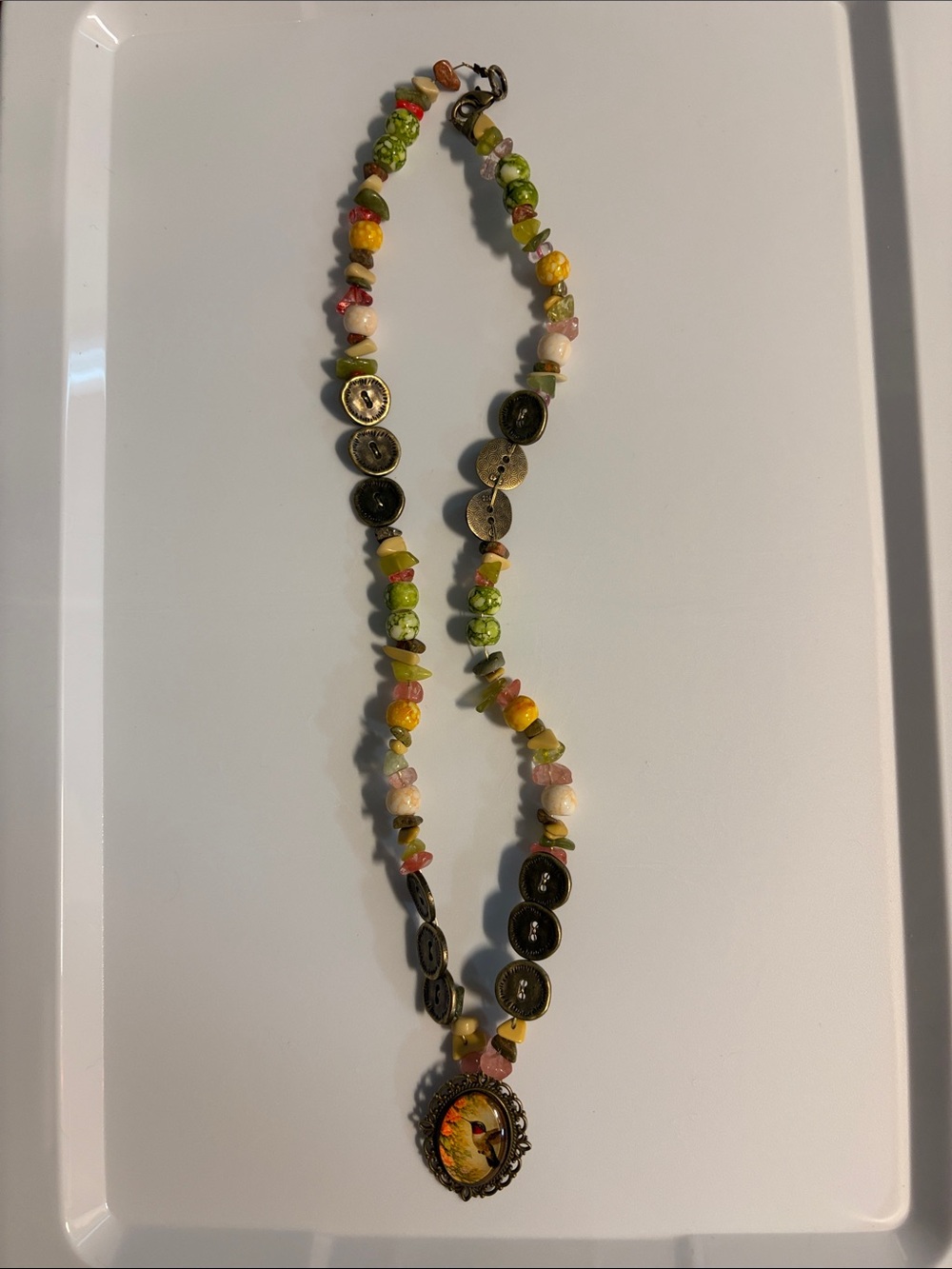 Handcrafted Multicolor Bead Pendant Necklace - Unbranded